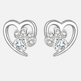 Orecchini a forma di cuore e zampa con Zirconia