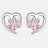 Orecchini a forma di cuore e zampa con Zirconia