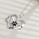 Collana Infinity Cuore e Zampa in Argento 925 con Zirconia