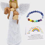 Set Commemorativo per Cani: Figurina Angelo dell'Amicizia e Bracciale Chakra Ponte Arcobaleno