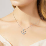 Collana in Argento Sterling con Pendente a Forma di Zampa e Cuore in Zirconia