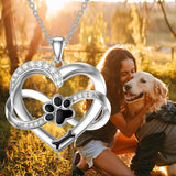 Collana Infinity Cuore e Zampa in Argento 925 con Zirconia
