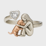 Anello Regolabile per Cani in Argento Sterling 925 Fatti a Mano con Zirconia a Cuore