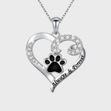Collana a Forma di Cuore con Zampa di Cane in Acciaio Inossidabile e Zirconia