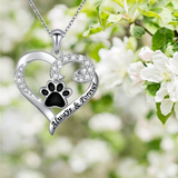 Collana a Forma di Cuore con Zampa di Cane in Acciaio Inossidabile e Zirconia