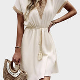 Bianca – Vestito Boho Chic con Scollatura a V e Vita Sottolineata