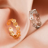 Anello Regolabile con Motivo di Zampa – In Acciaio Inossidabile