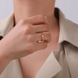 Anello con Stampa di Zampa in Oro – Acciaio Inossidabile