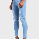 Alfredo - Pantaloni Blu Chiaro con Elementi Strappati