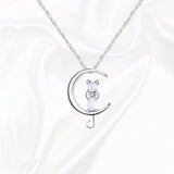 Collana Mezzaluna con Pietra di Luna e Motivo Gatto