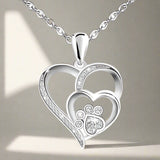 Collana in Argento Sterling con Pendente a Forma di Zampa e Cuore in Zirconia