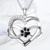 Collana Infinity Cuore e Zampa in Argento 925 con Zirconia