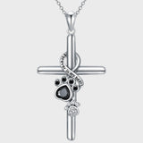 Collana in Argento Sterling 925 con Pendente a Forma di Zampa e Croce